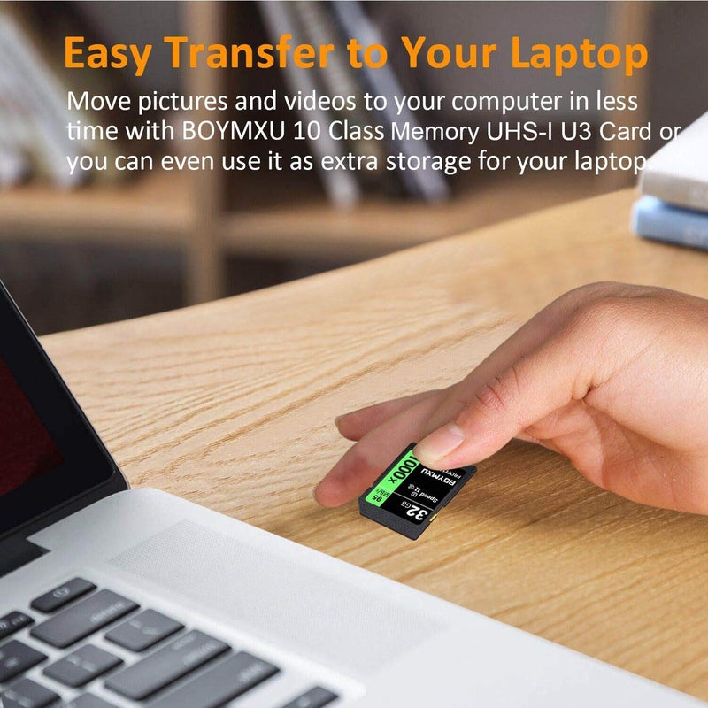 BOYMXU Professional 1000x Class 10 U3 Memory Card - 32GB, Compatible with Computers, Cameras & Camcorders, Up to 95MB/s Read Speed, Green/Black - Image 3